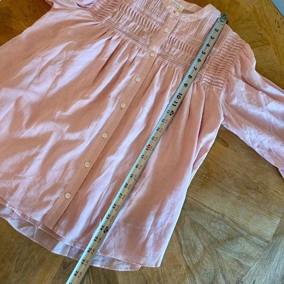NWT Chenault Blouse. Feminine Boho Barbie pink peasant top with pintucks. Size M - Picture 8 of 13